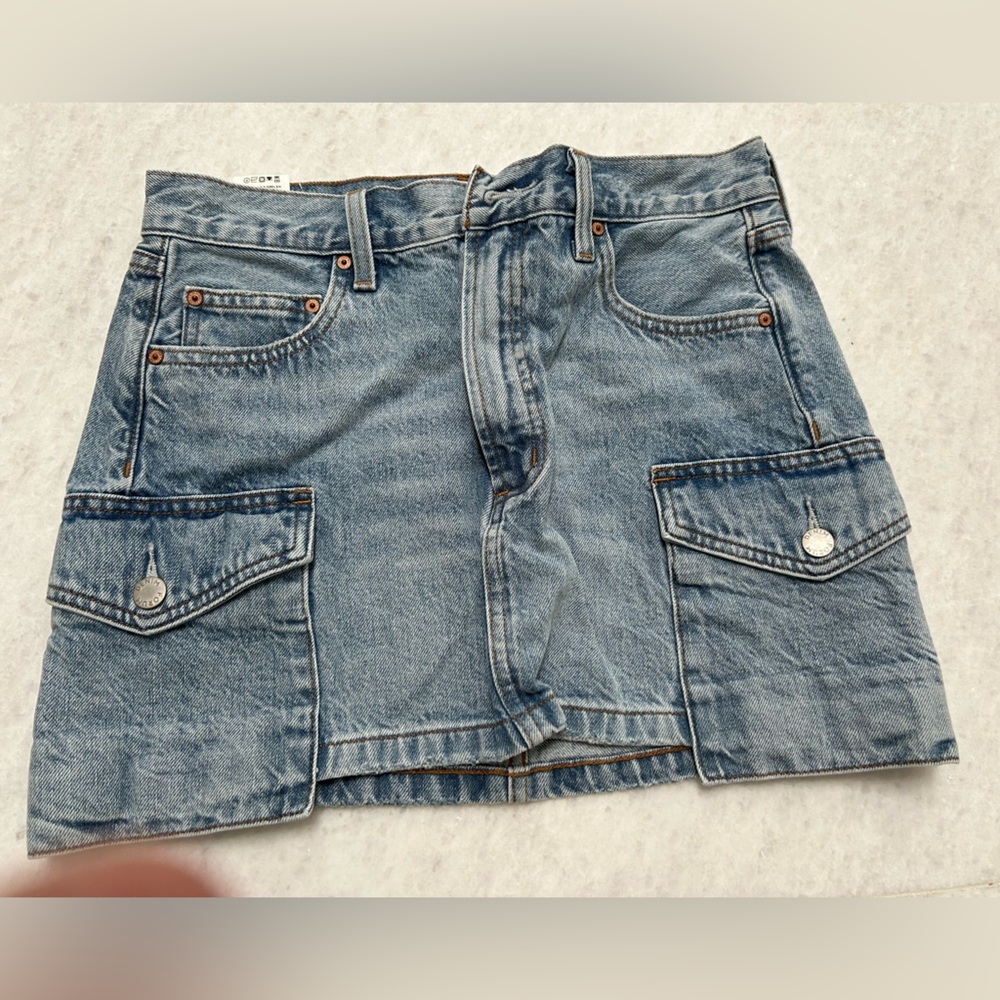 Blue Denim Skirt with Pockets from Aritzia